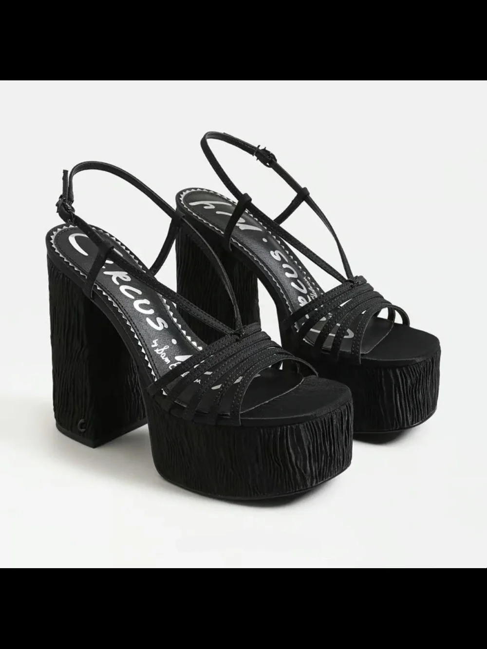 Circus by Sam Edelman Black Textured Platform Slingback Heels